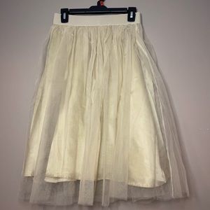 Rosette Tulle Midi Skirt, size M, one cream, one in hot pink